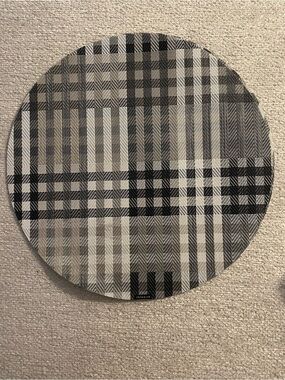 Chilewich set of 3 New Round Plaid Accent Pillow Cover in Black and Gray